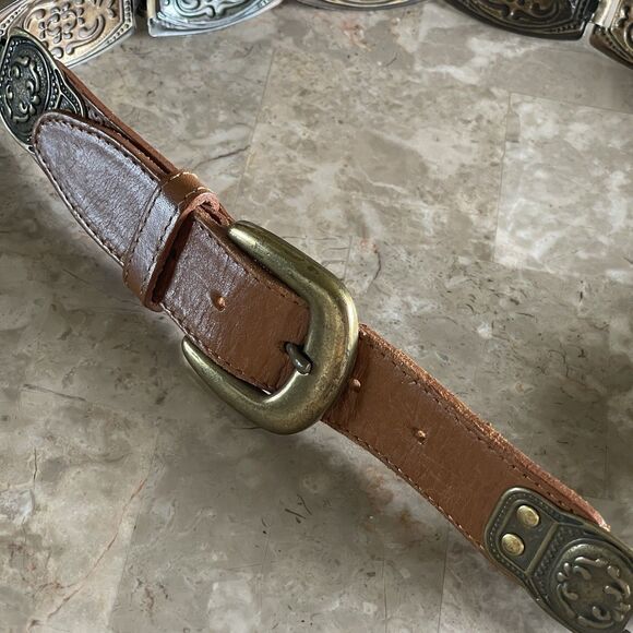 Vintage Women’s Western Small Concho Link Belt~Gold Metal~Southwestern Cowgirl main image 6